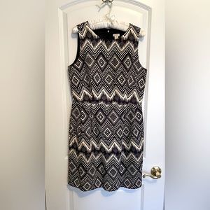J. CREW Shift Dress, Womens sz 10, Dark Navy & Cream, Sleeveless with pockets